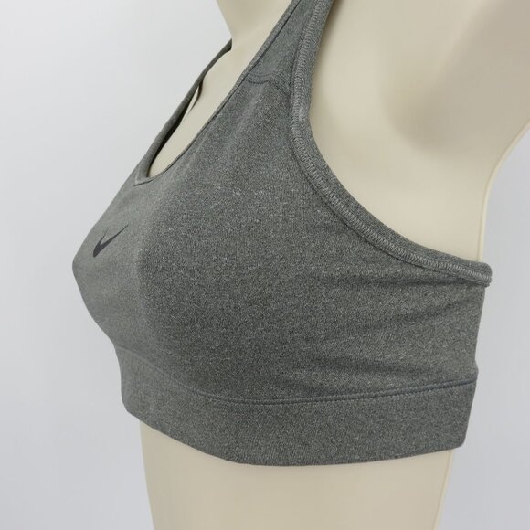 Nike Pro Womens Small Gray Grey Racerback Wireless Sports Bra Dri Fit Black Logo - Picture 4 of 10